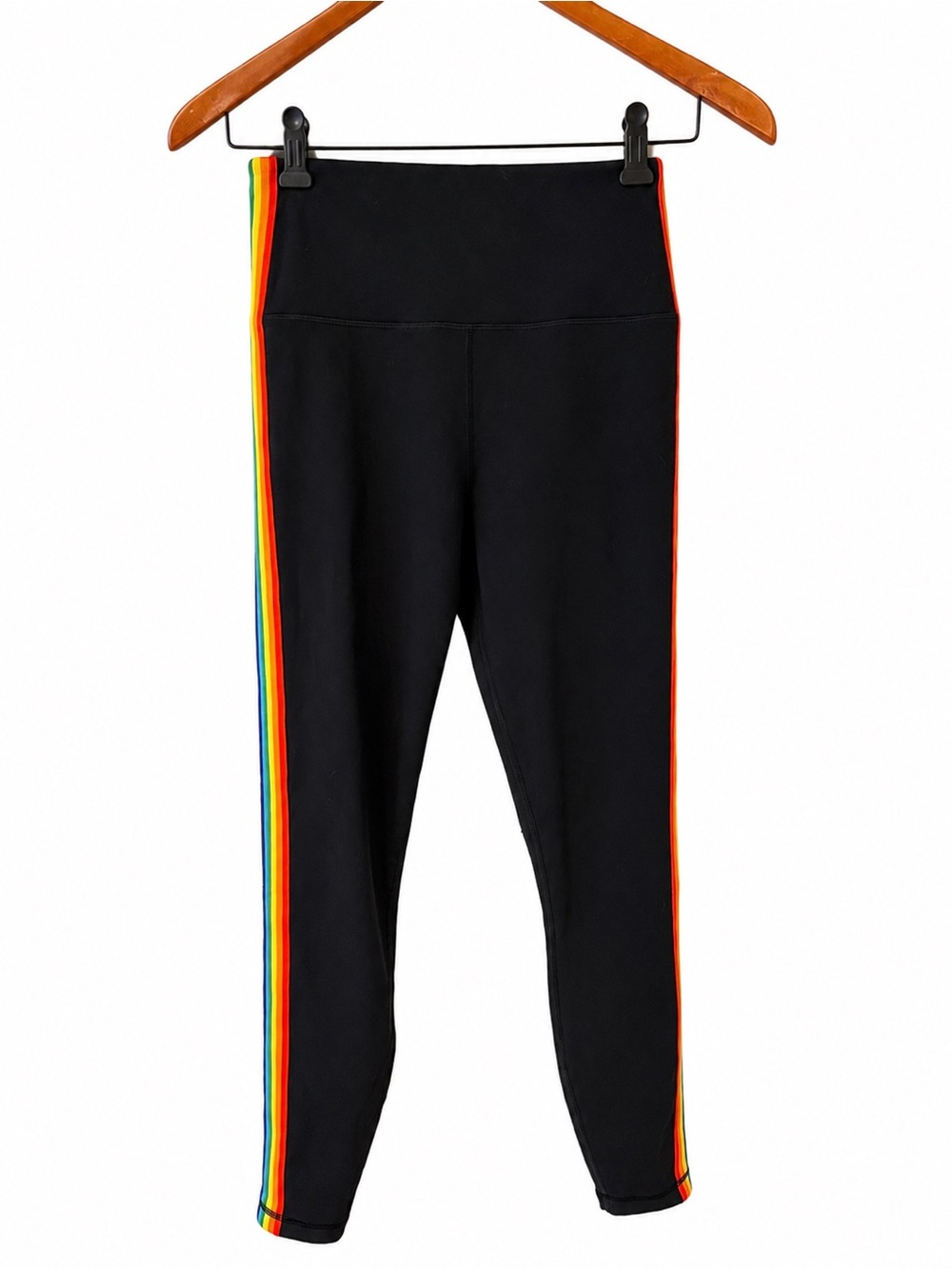 Spiritual Gangster Black Rainbow Stripe High Rise Leggings M